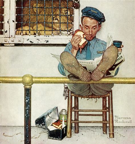 Lion And His Keeper 1954 By Norman Rockwell Paper Print Norman