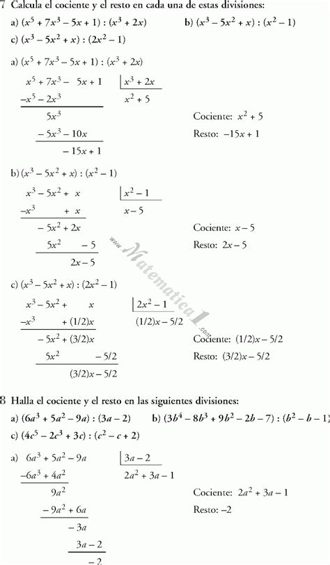 POLINOMIOS Y FRACCIONES ALGEBRAICAS 4TO DE SECUNDARIA ESO EJERCICIOS