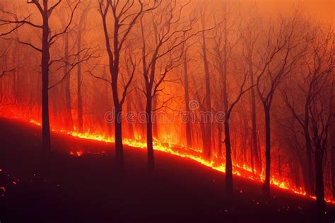 Los Incendios Forestales Calientes Destruyen Los Bosques Templados En Temporada Seca En Estados