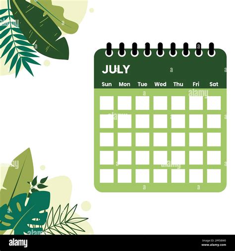 July Month Calendar Stock Vector Image And Art Alamy