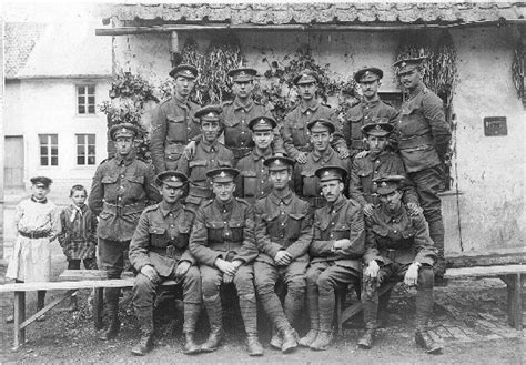 Photo - A Troop of Worcestershire Regiment men of WW1, including Private Alfred Charles Hill M.M.