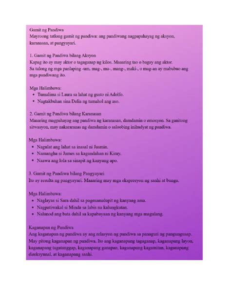 Kaganapan Ng Pandiwa Ikalawang Markahan Pdf