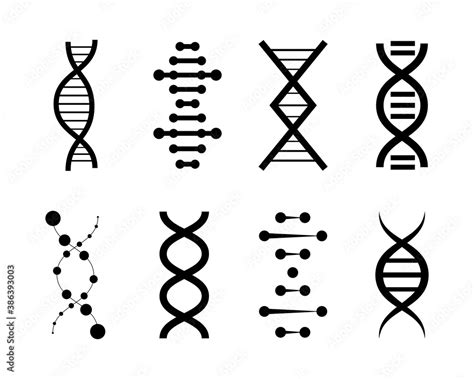 Dna Black Icons Collection Human Genetic Biology Science Icons Set Stock Vector Adobe Stock