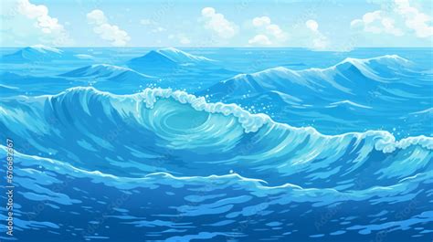 Pixel Art Water Background Seamless Sea Texture Back Stock Illustration
