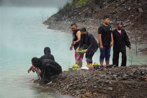 Indonesian Do Traditional Ritual On Larung Sesaji Javanese