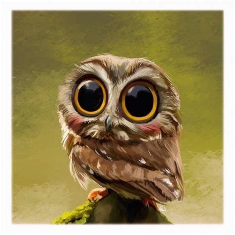 An Owl With Big Yellow Eyes Sitting On Top Of A Tree Branch In Front Of