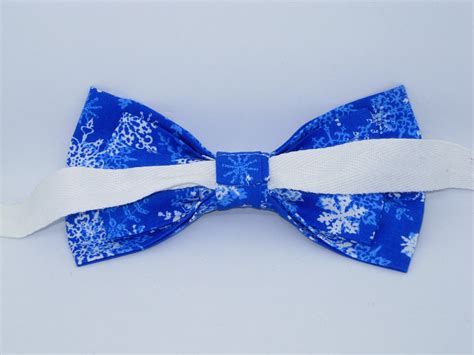 Christmas Bow Tie White Snowflakes On Blue Self Tie And Pre Tied Bow