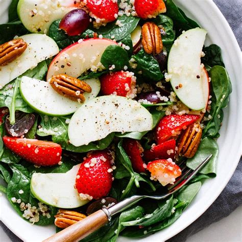 Strawberry Apple Quinoa Spinach Salad The Simple Veganista