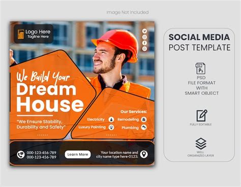 Premium Psd Construction Handyman Renovation Flyer Social Media Post