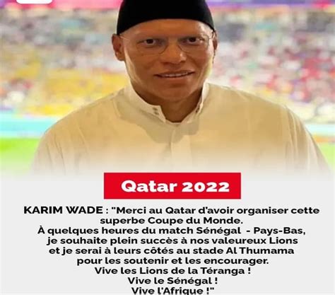 Qatar Le Message De Karim Wade Aux Lions De La T Ranga