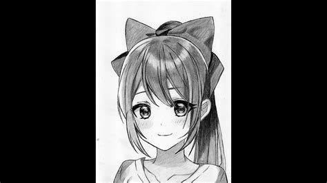 How To Draw Anime Girl Using Only One Pencil Speed Drawing Youtube