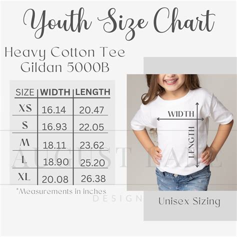 Gildan 5000b Size Chart Gildan Kids Heavy Cotton Tee Size Chart