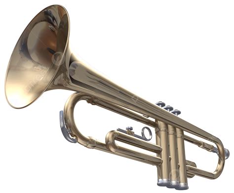 Isolated Trumpet On A White Background Loudly Shiny Trumpet Melody