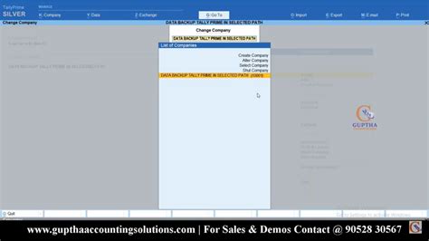 How To Take Data Backup In Tally Prime In Telugu Guptha Accounting