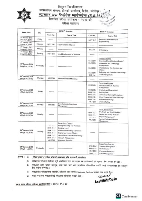 Tribhuvan University Has Published Bbm Th Semester Exam Schedule