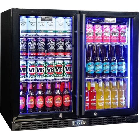 Schmick Twin Door Quiet Running Black Triple Glazed Glass Door Bar Fridge Model Sk206 B Low