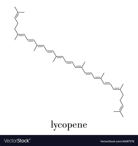 Lycopene Red Tomato Pigment Molecule Skeletal Vector Image