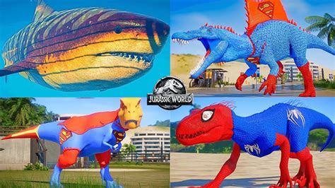 Epic Dinosaur Battle Megalodon In Jurassic World Super 3 Headed I Rex Vs Superman Color Pack