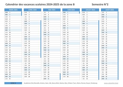 Calendrier Scolaire 2024 2025 Zone B A Imprimer Hulda Laurice