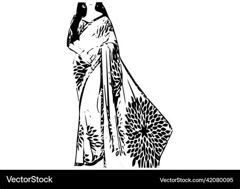 Illustration Traditional Saree Design Vector Drawing Stock 46 OFF