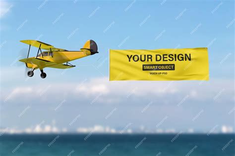 Premium PSD | Airplane flying advertising with banner