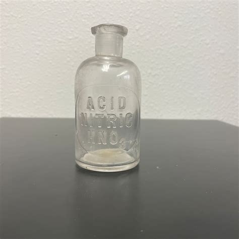 Antique 1910s Acid Nitric Hno3 Lab Bottle With Raised Embossing Etsy