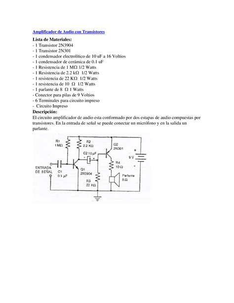 Docx Amplificador De Audio Con Transistores Dokumen Tips