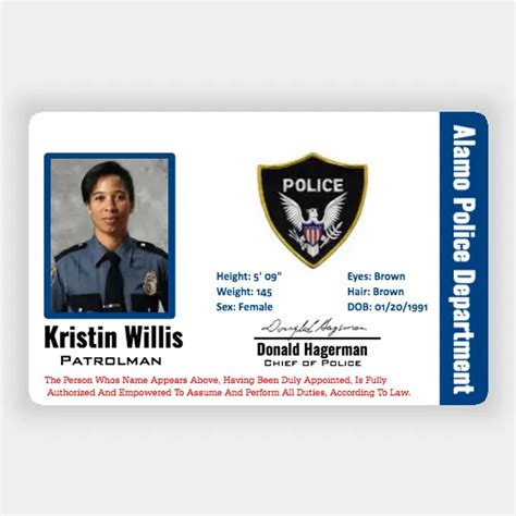 Police Officer Id Horizontal Great Selection Of Police Id Cards