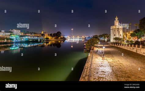 Golden Tower Torre Del Oro Watchtower Along The Guadalquivir River At