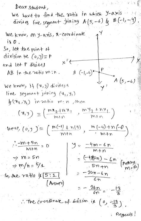 Find The Ratio In Which Y Axis Divides The Line Segment Joining The