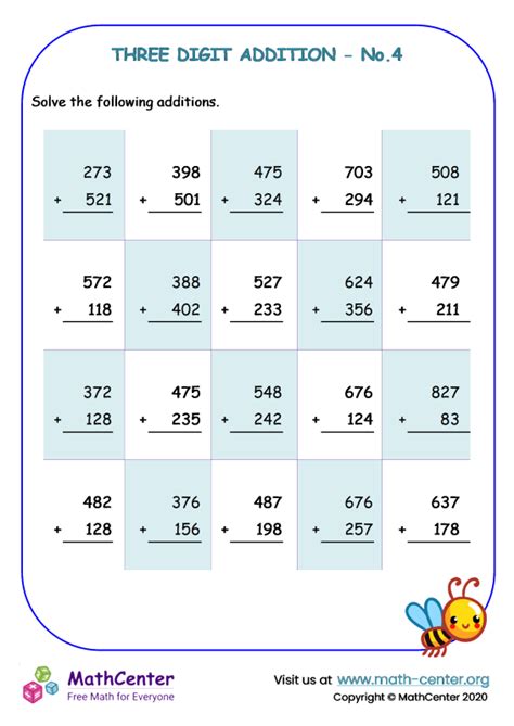 3 Digit Addition Printables Worksheets Worksheets Library