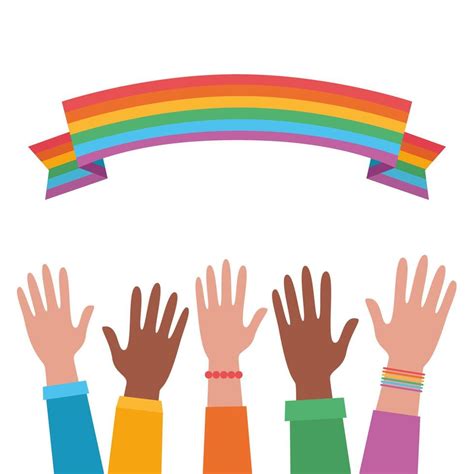 Hands And Rainbow Pride Flag Lgbtq Concept Hand Drawn Homosexual