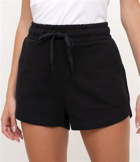 Short Runner Básico Em Moletom Com Amarração Preto Renner