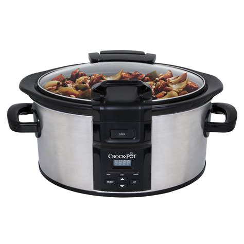 Crock Pot Programmable Lift Serve Hinged Lid Quart Oval Slow