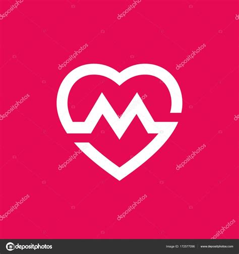 Letter M Heart Logo Icon Design Template Elements Stock Vector Image By