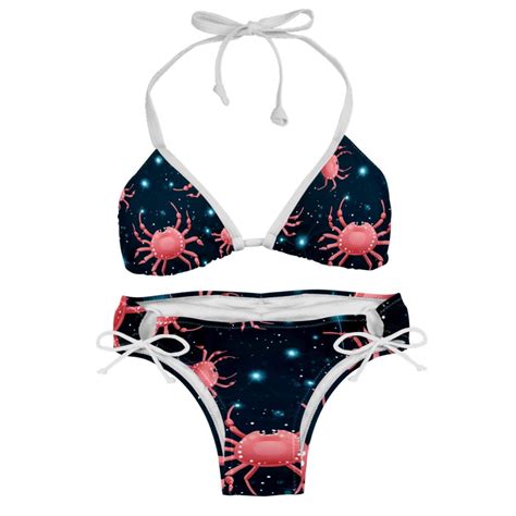 Cancer Constellation Swimming Suit Bikini Set Bikinis Detachable Sponge Adjustable Strap Two