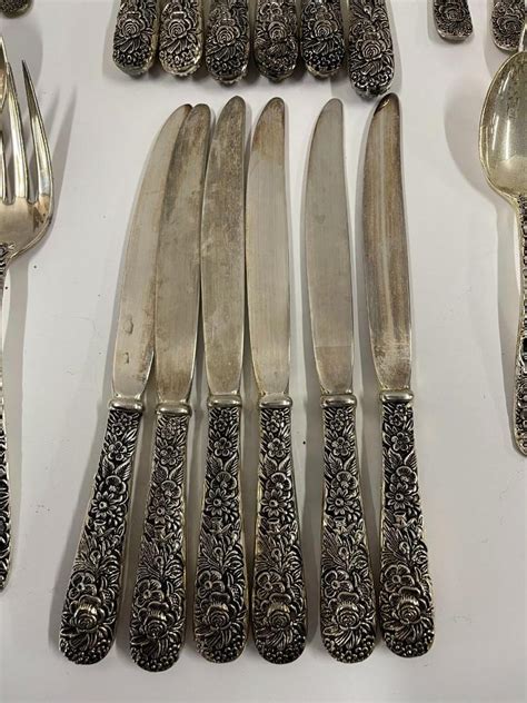 Godinger Flatware Set Floral Repousse Old Bouquet Service For