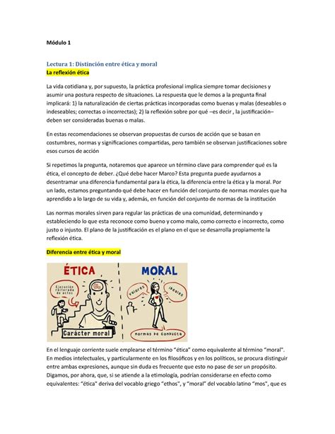 Resumen Modulo Y M Dulo Lectura Distinci N Entre Tica Y