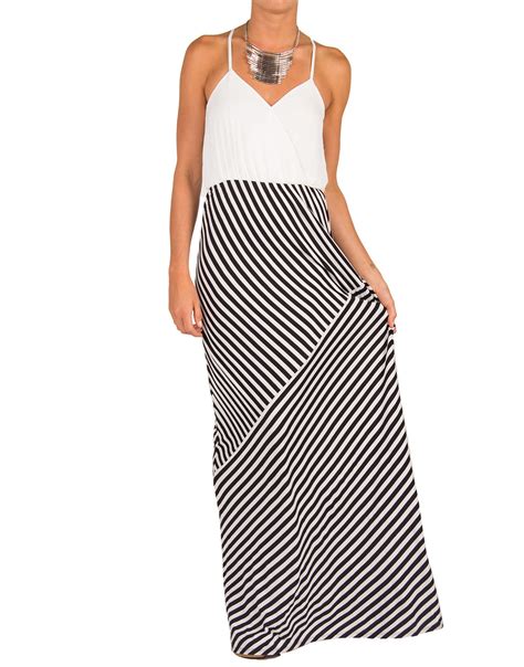 Chiffon Mix Striped Maxi Dress 2020ave