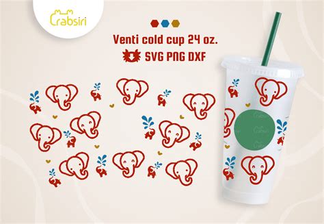 Elephant Venti Cold Cup 24oz SVG Crabsiri