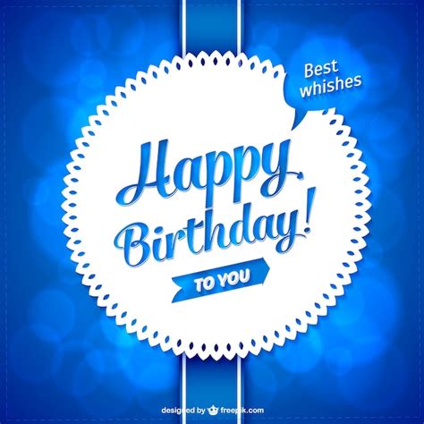 Blue Happy Birthday Card Vector Free Download