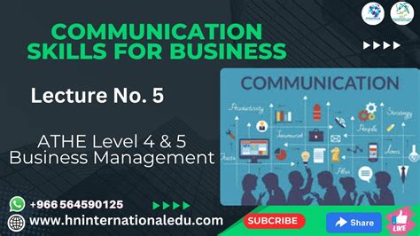 Communication Skills For Business Lecture No 05 ATHE Level 4 5