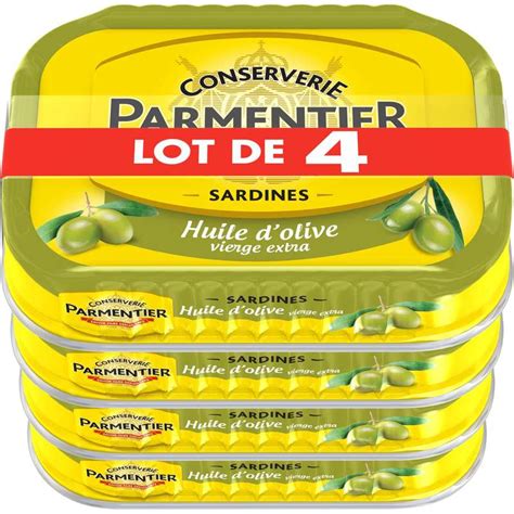 Sardines à l huile d olive Parmentier LOT DE 4 4 x 135 g Bam