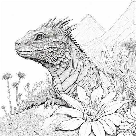 Página Para Colorear De Lagarto En Blanco Y Negro Para Libro De Colorear Foto Premium