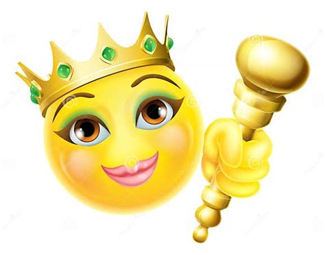 Queen Princess Emoticon Gold Crown Cartoon Face Stock Vector