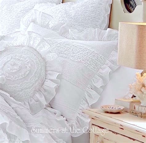 GRACEFUL RUFFLES VINTAGE CHIC WHITE RUFFLED PILLOW SHAM