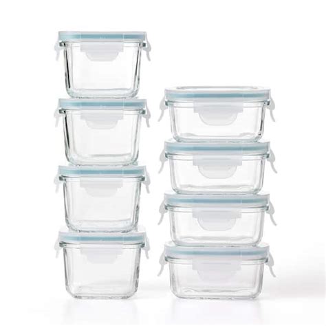 Glasslock Mini 5 And 7 Ounce Tempered Glass 8 Pieces Food Storage Container Set 12015 The