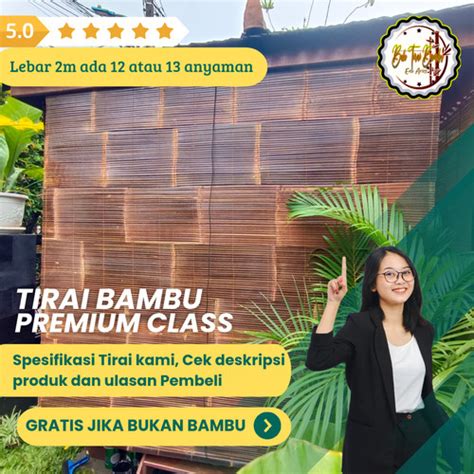 Jual Tirai Bambu Wulung 2x2 Sudah Vernis Dan Katrol Kerai Bambu