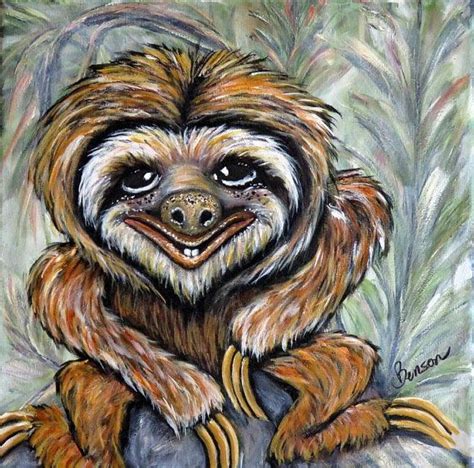 Sloth Wall Art Original Acrylic Painting On Stretched Canvas Etsy