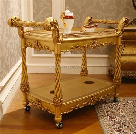 Fancy French Home Dining Room Wooden Food Service Trolley Luxury